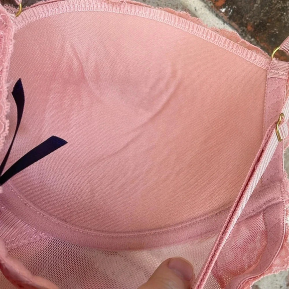 Rachel Roy Pink Molded Cup Underwire Lace Teddy - Picture 9 of 11